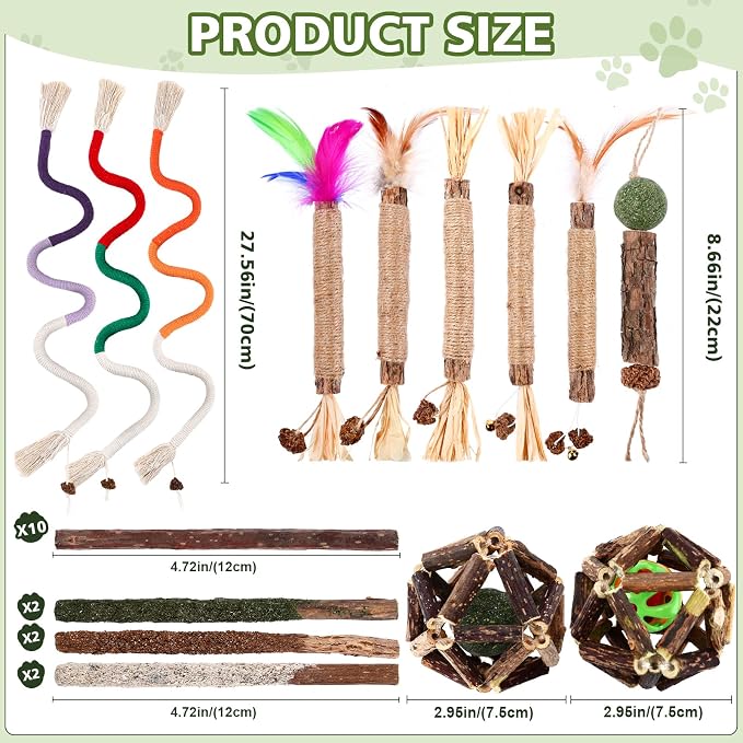 WOUSEDO 27 Pack Catnip Chew Toys for Cats, Cotton Sisal Rope Toys - Image 7