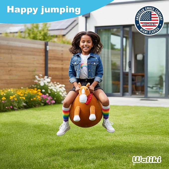 WALIKI Horse Hopper Ball | 20-Inch Deluxe Inflatable Cowboy Rodeo Jumping Ball with Handles | Sit & Bounce Ride-On Toy for Kids Ages 6, 7, 8, and 9 | Fun Indoor/Outdoor Play