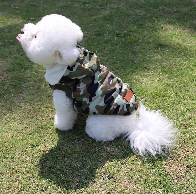 Vecomfy Fleece Lining Extra Warm Dog Hoodie in Winter for Large Dogs Jacket Pet Coats with Hooded,Green Camo XXXL