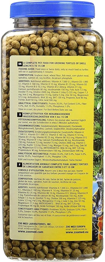 Zoo Med Natural Aquatic Turtle Food (Pellets) 13 oz - Pack of 4