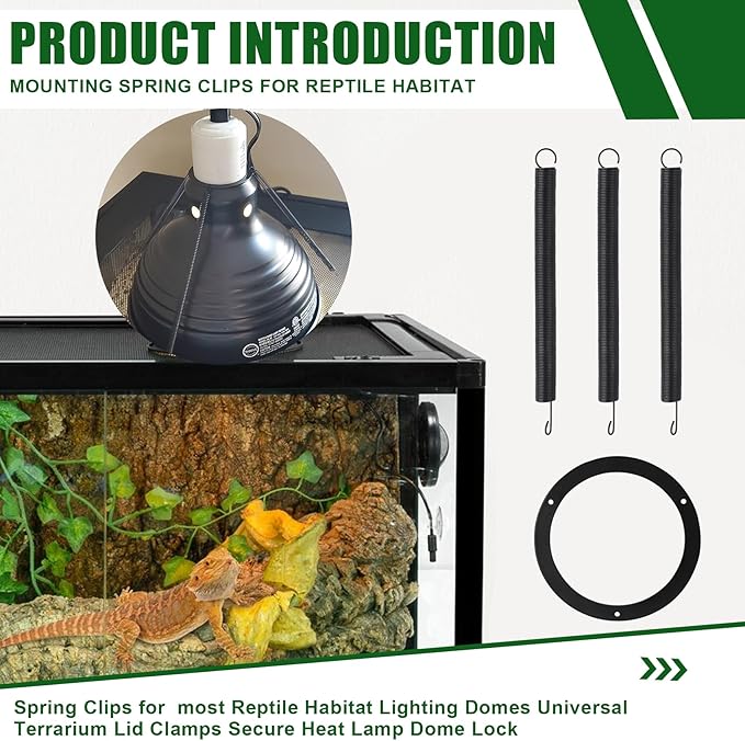 Mounting Spring Clips for Reptile Habitat Lighting Domes, Fits most reptile lighting domes,terrarium mesh screens, and heat lamp covers.Most Standard Domes and Screen Covers (1 pack)