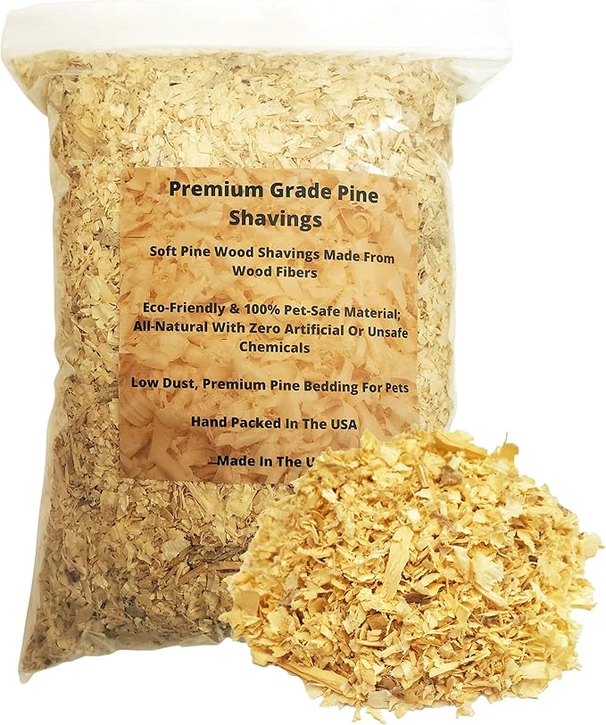 Premium Pine Bedding - 16 Quart |Soft, Dust Free Shavings | All Natural | Small Animals | Animal Bedding | Chicken Coop | Odor Control | Fresh Pine Flakes