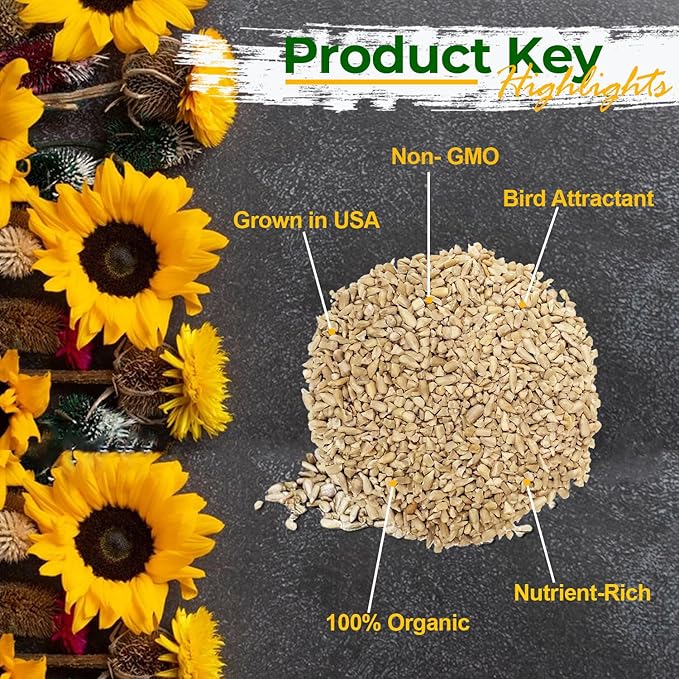 Old Potters Wildlife Sunflower Hearts & Chips for Bird Feeding and Wildlife Bird attracting, Non-GMO and USA Grown, 12 lbs