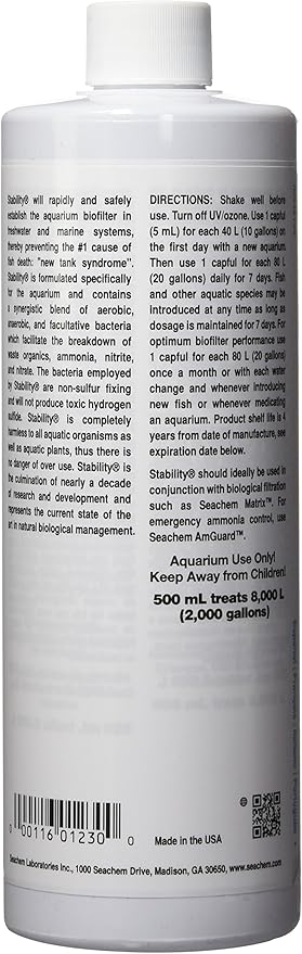 Seachem Stability Fish Tank Stabilizer - For Freshwater and Marine Aquariums, 16.9 Fl Oz (Pack of 1)