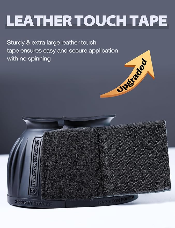Harrison Howard Rubber Pull-on Bell Boots with Fleece Lining and Touch-Close Tapes Hoof Overreach Protection for Horses
