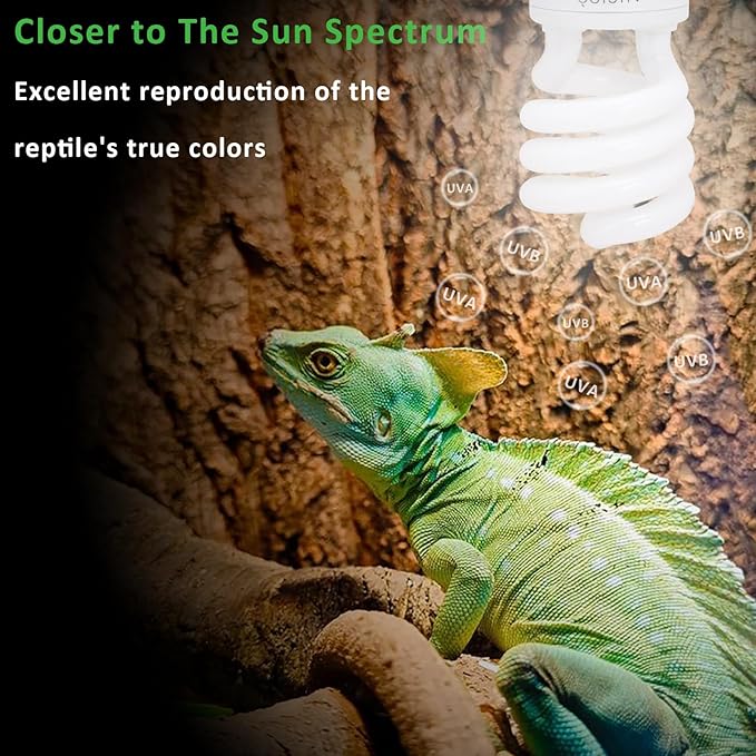 Aiicioo UVB Reptile Light 10.0 23W Desert UVB Spiral Compact Fluorescent Lamp UVB Reptile Light Bulb Tropical and Sub-Tropical UVB Bulb for Reptiles