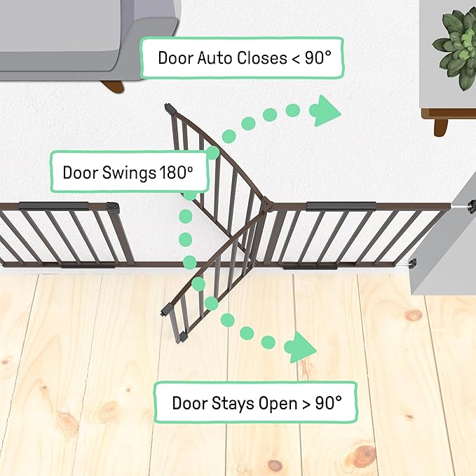 Ingenuity Decorative Extra Wide Baby Gate & Dog Gate, 44"-72" Wide, 36" Tall, Hardware Mounted, Install in Hallways, Bottom of Stairs, or Large Openings - Bronze