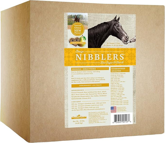 Omega Nibblers Low Sugar & Starch, Pear Flavored Horse Treats (15 lb)