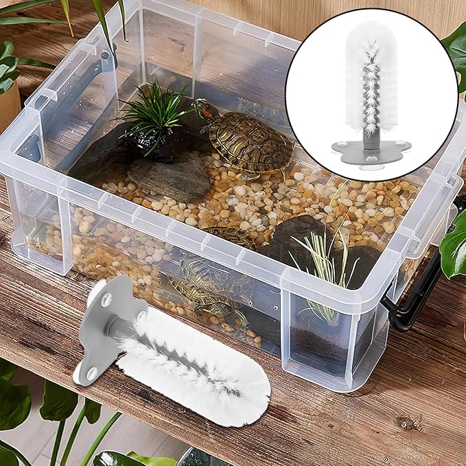 Toyvian Turtle Brush with Suction Cup: Abs Turtle Shell Cleaning Brush, 7. 66 Inch Reusable Reptile Back Scratcher Massager for Removal Tank Accessories (grey)