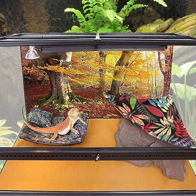 KUDES Bearded Dragon Hammock, Reptile Lizard Lounger Ladder Accessories Terrarium Habitat Decor for Large Small Bearded Dragons Geckos Lizards Snakes (Black)