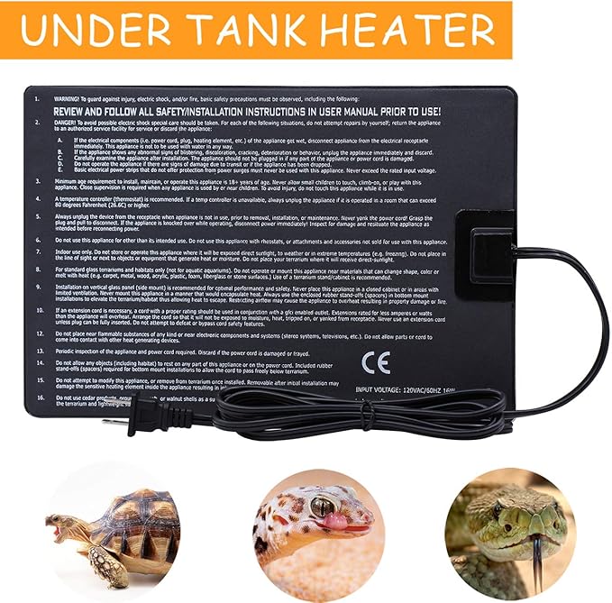 Aiicioo Reptile Heating Pad - 6x8Inch Hermit Crab Heater Heat Mat for Reptiles Snake Lizard Terrarium 8 Watt 2Pack