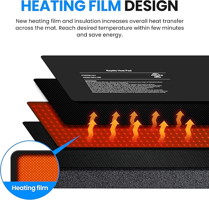 Simple Deluxe 8X12 Inch 16W Reptile Heating Pad with Temperature Adjustable Knob Under Tank Terrarium Heating Mat for Turtles, Lizards, Frogs, and Other Reptiles, 2 Pack