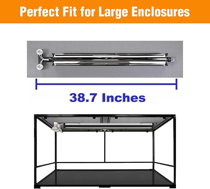 CAROLINACUSTOMCAGES T5HO Double 34” UVB Reptile Light Fixture 39w, Bearded Dragon and Reptile Terrarium Light Fixture