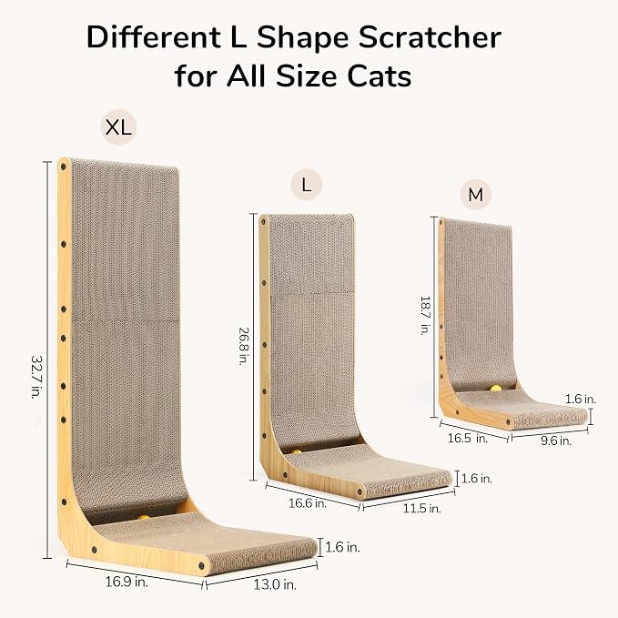 FUKUMARU Cat Scratcher for Indoor Cats, 32.7 Inch L Shaped Cat Scratch Pad - Image 4