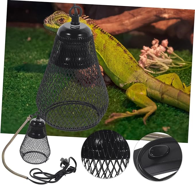 GANAZONO Reptile Heat Lamp Shade Scald Cover with Hook for Pet Safety Durable Construction Easy Installation Compatible with Voltage for Reptiles and Amphibians