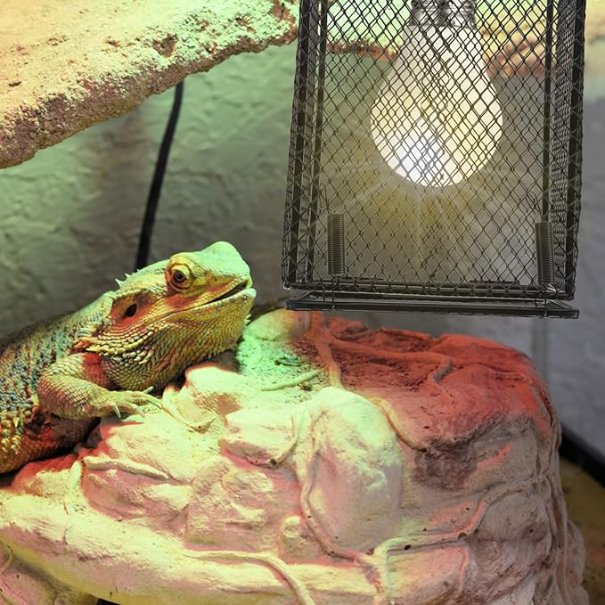 HANABASS 2pcs Reptile Heat Lamp Mesh Cover for Crawler Living Tank Scald Prevention Design Suitable for Heating Sources Easy to Install Safe and Practical for Reptiles