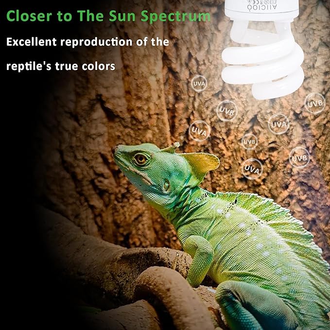 Aiicioo UVB Reptile Light 5.0 13W Desert UVB Spiral Compact Fluorescent Lamp UVB Reptile Light Bulb Tropical and Sub-Tropical UVB Bulb for Reptiles Bearded Dragons Lizards