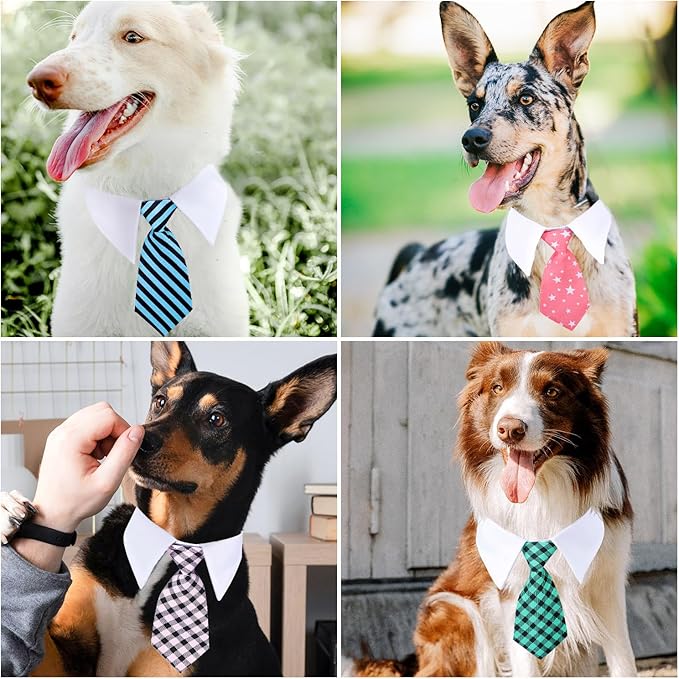 Segarty Dog Necktie Collar, 6pcs Dog Tie for Medium and Large Dogs, Adjustable Collar with Stripped Formal Neck Tie for Dogs Cats Tuxedo Tux Outfits, Birthday, Wedding, Christmas Costumes