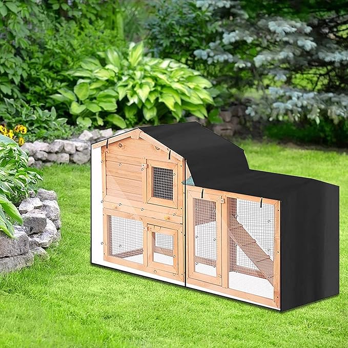 通用 Triangle Rabbit Hutch Cover 210D Oxford Waterproof Rabbit Guinea Pig Animal Hutch Elevated Cover Dust Pet House Bunny Cage Covers (70.9x20.5x33.9in/ 180x52x86cm)