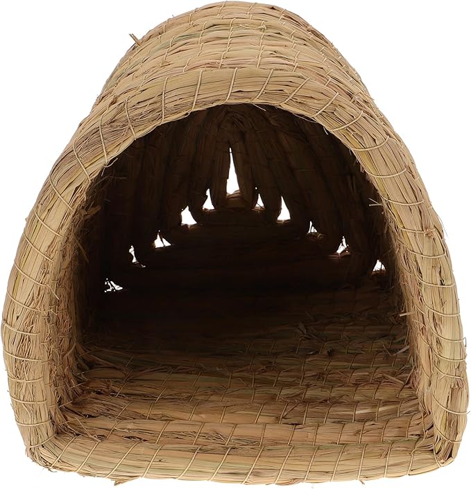 Toddmomy Straw Woven Chicken Coop Nest Small Animal Bed for Hamsters Guinea Pigs Birds Semi-Enclosed Sleep Nest Indoor Outdoor