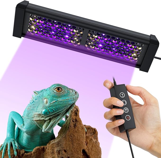 8.5" Aluminum UVB 10.0 LED Reptile Light Bar with Timer & Dimmer, Ultra-Slim Metal UVB/UVA Lamp for Terrariums – Even Light Output, Long Lifespan, Ideal for Bearded Dragons, Turtles & Lizards