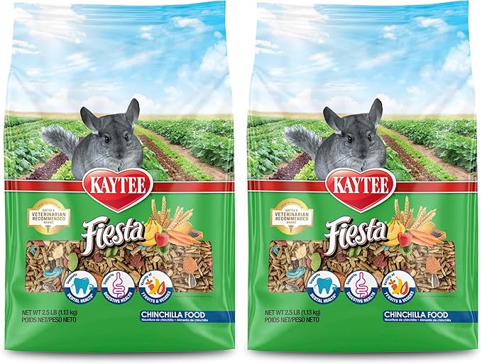 Kaytee Fiesta Chinchilla Food,Nutritious and Fun Blend,Supports Dental Health and Digestion,2.5 pounds,(Pack of 2)