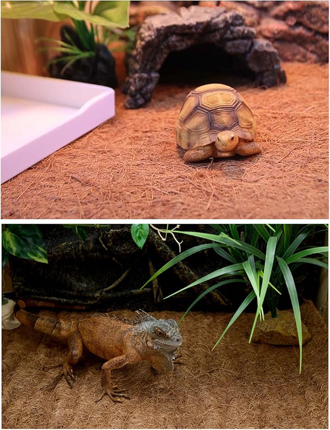 Hamiledyi Reptile Carpets 4Pcs Natural Coconut Fiber Tortoise Carpet Mats for Pet Terrarium Liner Reptile Supplies for Lizard Snake Chameleon Turtle Bedding Bunny Rabbit Mat