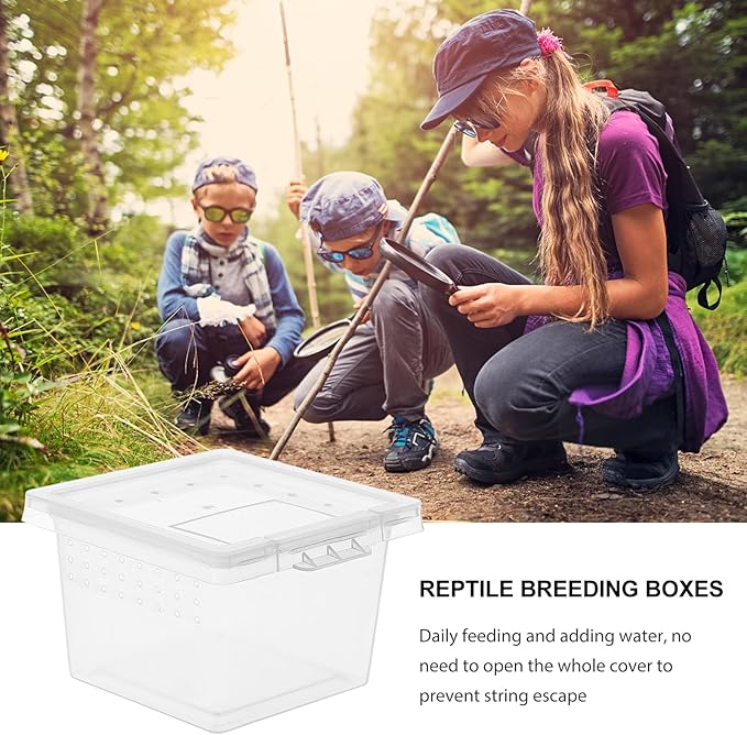 balacoo Transparent Reptile Breeding Box Mini Feeding Cage Tank with Lid 2.67X2.16X1.77 Inch Compact Lightweight Insect Habitat for Spider Scorpion Gecko Snake