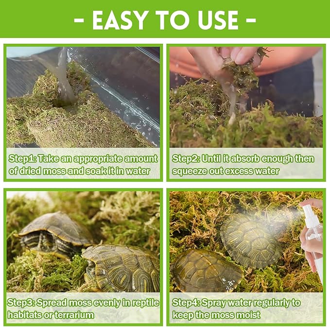 Riare 3.5 OZ Premium Sphagnum Moss for Reptiles- 4QT Natural Live Moss Reptile Moss Bedding for Terrarium, Hatching, Forest Sphagnum Moss Reptile Substrate for Snakes, Gecko, Turtles, Frogs, Leopard