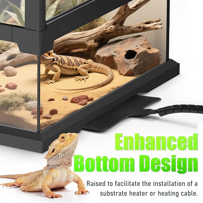 12’’x 12’’x 18’’ Reptile Terrarium with Full View Tempered Glass, 10 Gallon Reptile Habitat Comes with Mesh Top Vent, Suitable for Small Reptiles Such as Gecko, Snake, Frog and Mantis