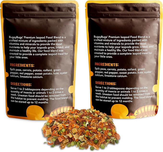 Isoblend Premium Isopod Food Set of 2 All-Natural Dry Vegetable Feed Mix for Isopods, Reptiles, Small Insects, and Invertebrates