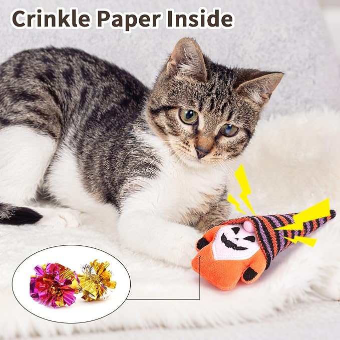 Retro Shaw Cat Toys for Indoor Cats Kittens, Crinkle Catnip Gnome, 3 Pack - Image 4