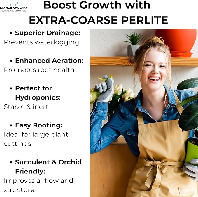 GARDENWISE Perlite for Plants, Extra Coarse Grade 4 Horticultural Perlite, Organic Perlite for Gardening Indoor & Outdoor, Made in USA (30 quarts)