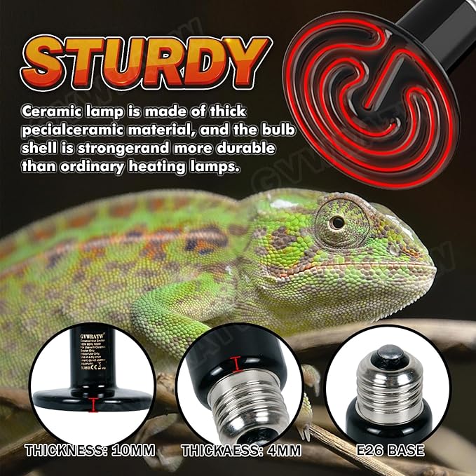 Ceramic Heat Emitter, Reptile Heat Bulbs (2 Pack-0.25 inch-75mm) - Versatile Warming Bulbs for herptiles, Birds, and Household Pets. (150 Watts)
