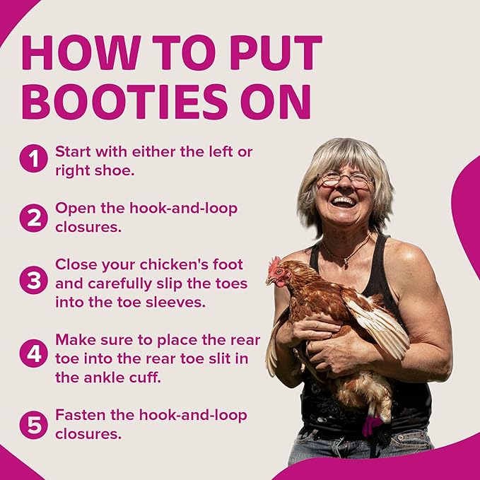 Chicken Shoes for Injured Feet – Protective Neoprene Footwear for Chicken, Open-Toe Design for Bumblefoot Relief, Made in USA - Large, 4" Max. Inside Width, Pink