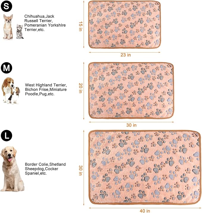 MIWOPET 3 Pack Cat and Dog Blanket Soft & Warm Fleece Flannel Sleep Mat, Great Pet Throw for Puppy, Kitten,Cats,Small, Medium & Large Dogs (Medium 30" x 20")