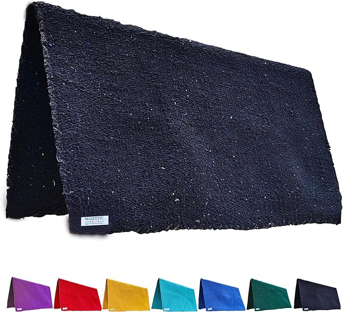 Majestic Ally Solid Color 34"x 36" Traditional Acrylic Saddle Blanket with Hemline Edges-3.7 lbs (Black)