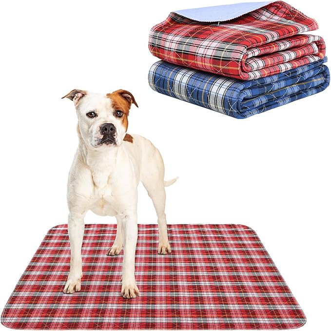KOOLTAIL Reusable Puppy Pads, 2 Pack Washable Pee Pads for Dogs-Waterproof Non-Slip Plaid Puppy Training Pads, Absorbent Whelping Pads for Potty, Crate, Playpen, Bed, Sofa, Large Dog Mat, 31"x 36"
