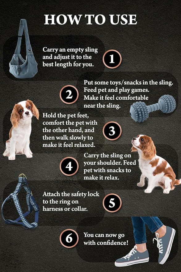 Noah & Paw Dog Sling Carrier for Small Dogs 3-10lb, Dog Sling for Small Dogs and Cats, Dog Carrier with Adjustable Padded Strap, Premium Twill, Lined with Fur, Double Safety Feature, Machine Washable