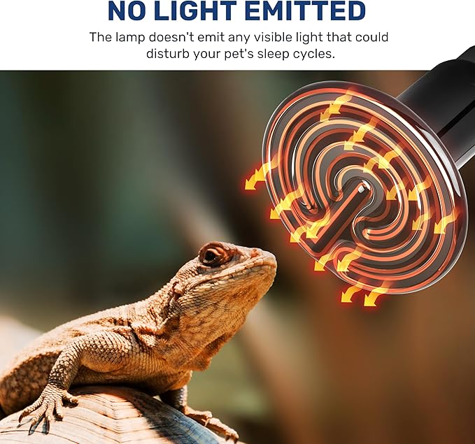 Reptile Heat Lamp 100W Ceramic Heat Emitter, No Light Emitting Heat Bulbs for Amphibian Pet Brooder Coop Incubating Chicken, Lizard Bearded Dragon Turtle Snake Terrarium