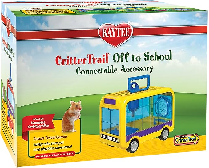 Kaytee CritterTrail Off To School Travel Carrier for Pet Hamsters, Gerbils, or Mice