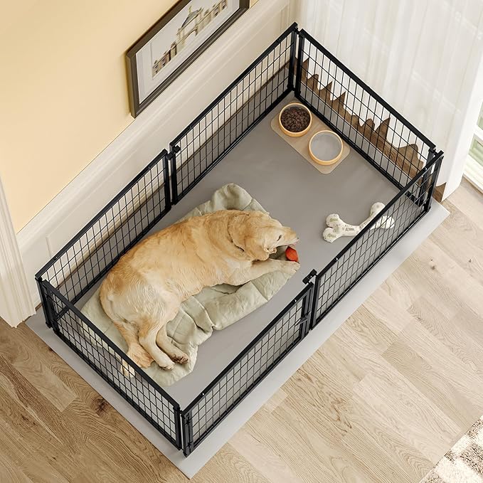 Rophefx Large Dog Crate, 63.7 Inch Metal Dog Pen Crates, Dog Kennels for Large Medium Dogs, Extra Large Dog Cage Indoor, Black(63.7" L x 31.7" W x 34.2" H)