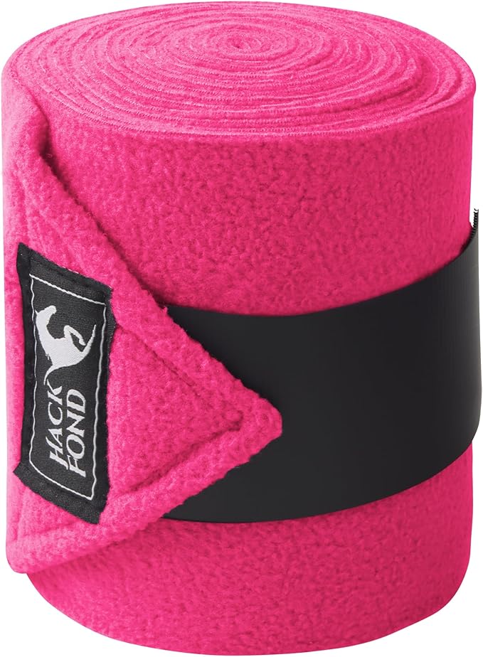 Fleece Horse Polo Leg Wraps Set of 4, 10' Horse Leg Bandages Stable Supplies Equestrian Boots Magenta