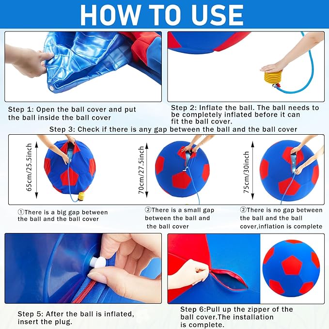 Giant Herding Ball with Ball Cover Anti Burst Please Watch VCR for How to Inflation Horse Toys for Horses Entertainment Play, Pump Included(Stylish,30 Inch,Blue)