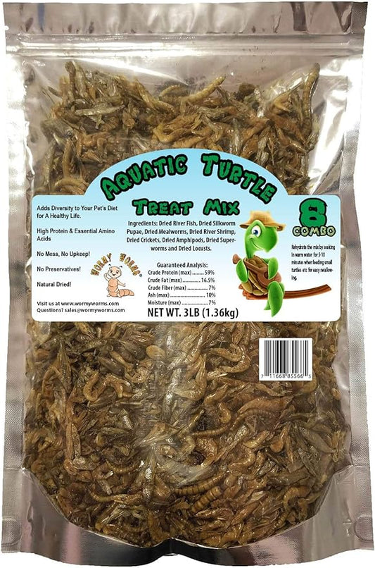 Wormy Worms Aquatic Turtle Treat w/Fish Shrimp Mealworms Superworms Silkworm Pupae Crickets & Locusts (3 lb)