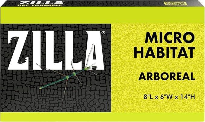 Zilla Micro Habitat Terrarium, Arboreal, with Locking Latch, for Isopods, Spiders, Insects, Large