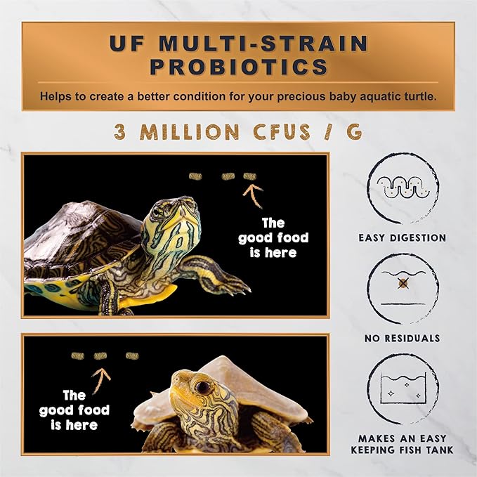 Ultra Fresh Floating Turtle Food, All Natural Ingredients, Wild Sword Prawn, Calcium Vitamin D Enriched for Picky Aquatic Baby Turtles, Nutri Stick 3.35 oz