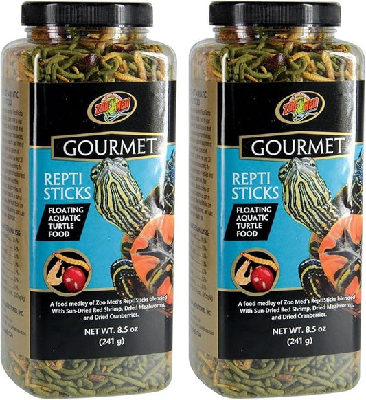 (2 Pack) Zoo Med Gourmet Reptisticks for Aquatic Turtles, 8.5 oz