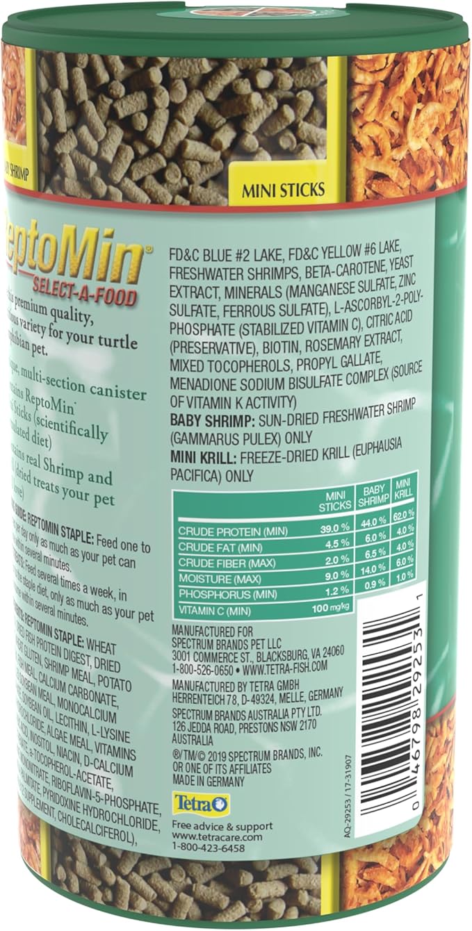 Tetra ReptoMin Select-A-Food 1.55 Ounces, for Aquatic Turtles, Newts and Frogs, Variety Pack, (Pack of 2)