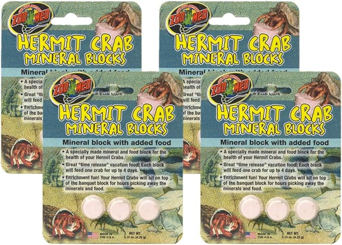 (4 Pack) Zoo Med Laboratories Zoo Hermit Crab Mineral Blocks